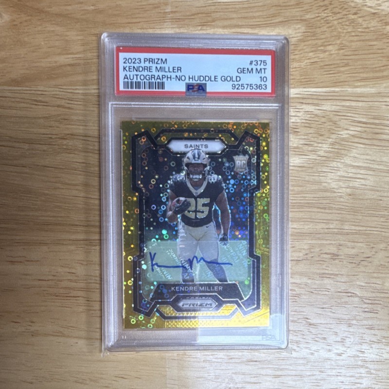 Panini Prizm Gold No Huddle Auto Rookie Kendre Miller PSA 10 Saints