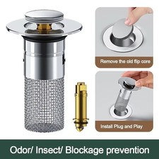 2-Pack Sink Stopper Hair Catcher Bathroom Pop Up Sink Drain Strainer Filter Plug