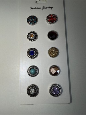 Set Of Petite Earrings 10 Snaps 12mm Gingersnaps Charm Ginger Snap Button Lot