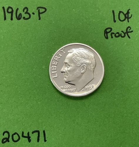 1963 Roosevelt Dime Gem Proof 90% Silver See Pictures