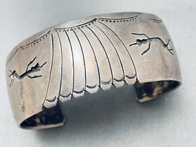 ONE OF THE MOST UNIQUE VINTAGE NAVAJO STERLING SILVER DANCER BRACELET