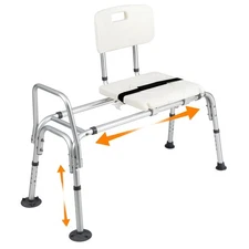 Sliding Tub Transfer Bench for Bathtub, Shower Chair with Adjustable Height, ...