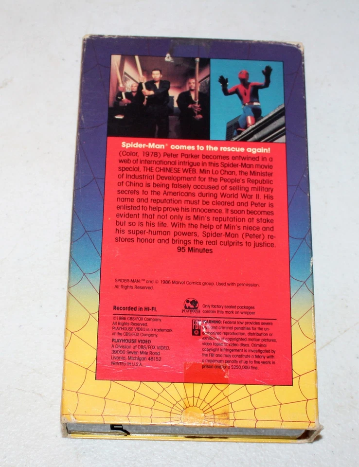 SPIDER-MAN The Chinese Web Live Action 1978 VERY RARE VHS Nicholas Hammond $$$ - Image 2 of 2
