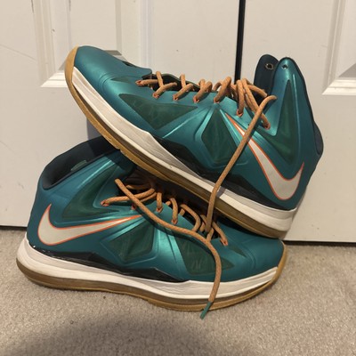 Nike Lebron X 10 541100-302 Miami Dolphins Atomic Teal Mens Size 11 Shoe