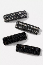 Anthropologie Gem Barrettes, Set of 4 Black
