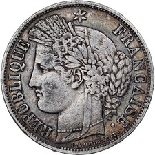 [#1115628] Coin, France, Cérès, 5 Francs, 1849, Strasbourg, VF, Silver, KM:761.2