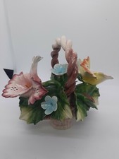 Vintage Capodimonte Porcelain Made In Italy Basket Of Flower figurene 6"