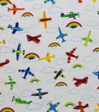 Edredón edredón de algodón tamaño cuna AVIONES Y ARCO IRIS HECHO A MANO CREMALLERA COMPLETA