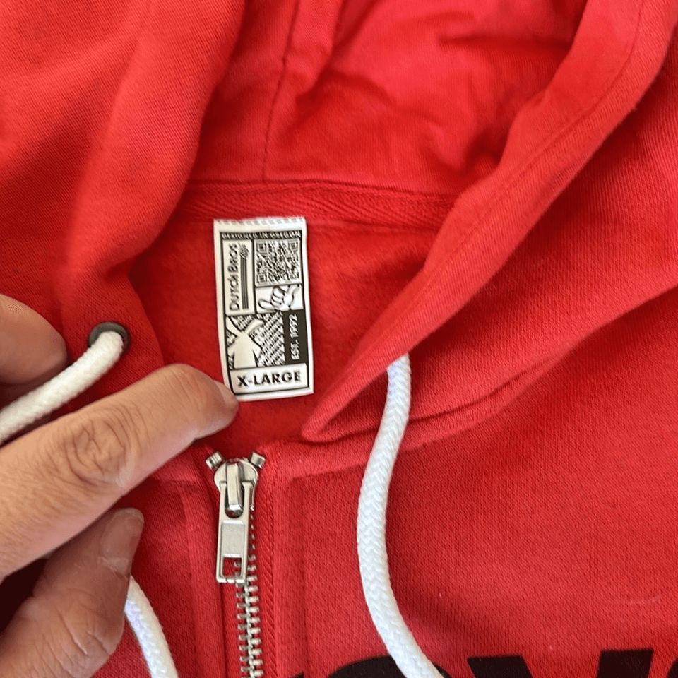 Dutch Bros Always Stoked Full Zip Hoodie Long Sleeve Red Men's Size X