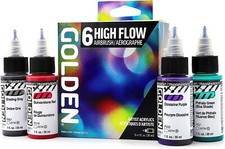 Golden High Flow Acrylic Ink Liquid Fluid Paint 6 x 30ml AIRBRUSH Set  0000948-0