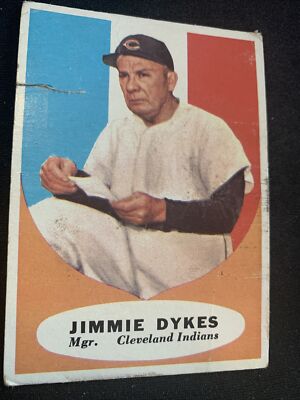 1961 Topps Baseball  Card  #222 Jimmie Dykes Mgr Cleveland Indians P/F Free Ship