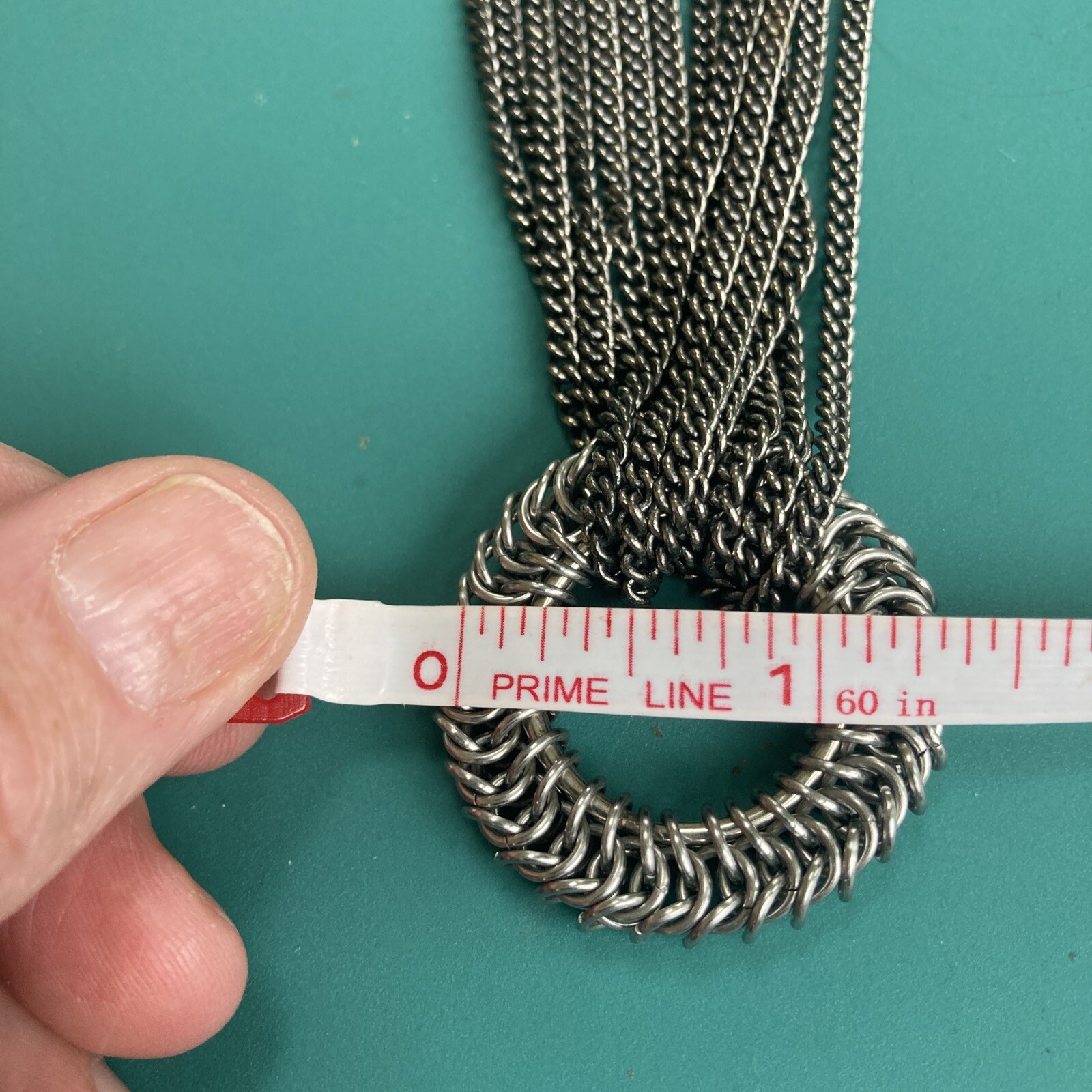 Silvertone/Black Statement Necklace w/Chainmaille… - image 4