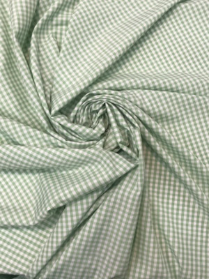 Green Gingham Checkered 1/8  inch Fabric poly cotton 60  wide By Yard