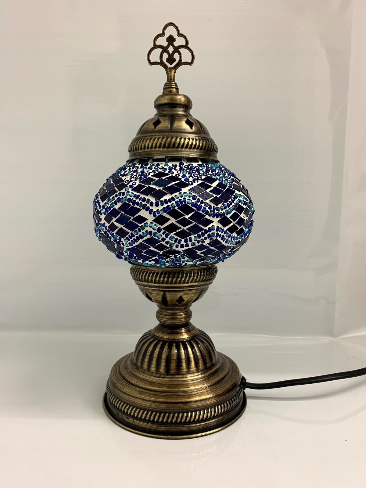Turkish Moroccan Glass Mosaic Table Desk Floor Lamp in Blue Colour