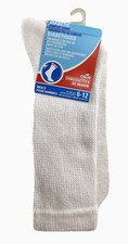 NWT 1 PAIR MENS DIABETIC CREW SOCKS WHITE COMFORT CUSHIONED SOLE 6-12