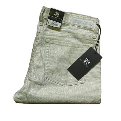 NEW Size 12 (34x26) Womens Rock & Republic  The Duchess White Jeans w/Gold $72