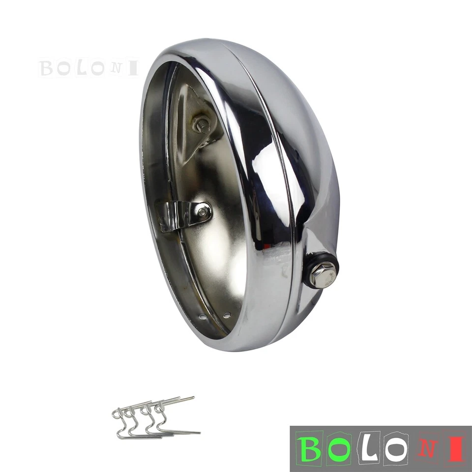 For Harley Motorcycle 7" Headlight Housing Headlamp Light Bulb Bucket Chrome - Image 4 of 4