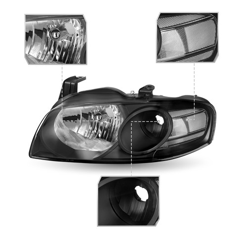 For 2004-2006 Nissan Sentra Sedan Black Headlights Assembly Clear Corner Lamps - Picture 5 of 6