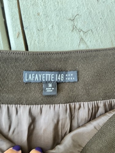 Lafayette 148 New York Women’s Size 14 Brown Wool Blend Skirt Button Down - Picture 6 of 9