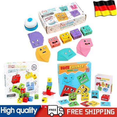 Wooden Face Changing Magic Cube Game with Bell Board Games Funny Birthday Gift
