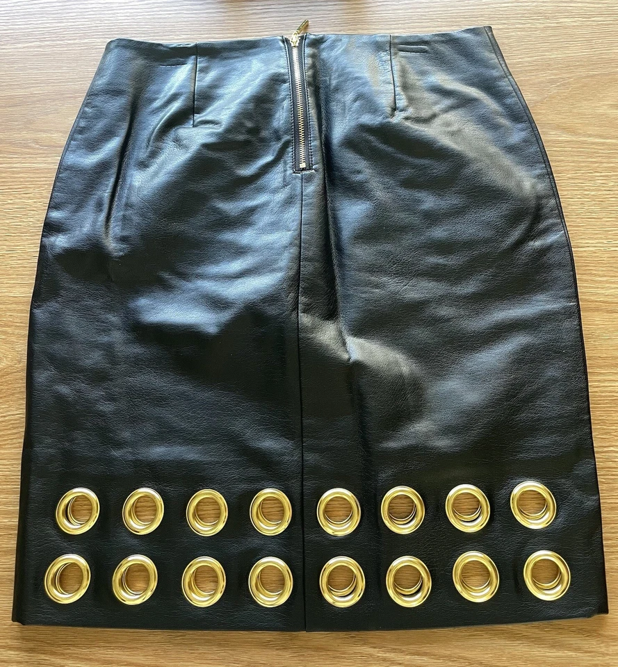 Inc International Concepts Mujer Falda Imitación Piel, Negro, Talla 4, Cremallera Trasera Foto 3 de 4