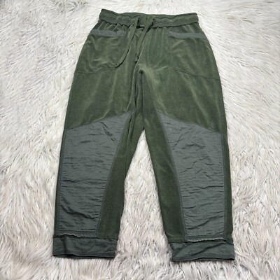 Free People Movement Women's S Green Let It Go Sweatpant Velour Patchwork