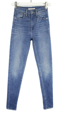 Levi's Mile High Super Skinny Jeans Damen W25 Blau Verblichen Zip Fly Whiskers