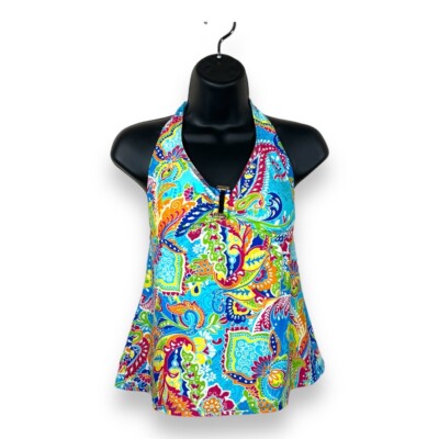 Size Chaps Colorful Swim Top Tank Sleeveless Lined Boho Bohemian