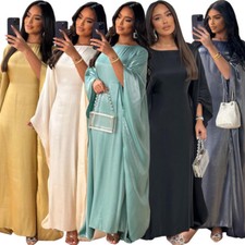 Modest Abaya Maxi Dress Evening Kaftan Long Robes Women Batwing Sleeve Dresses