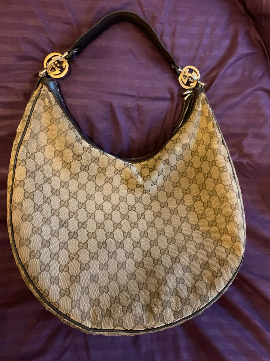 New Gucci Brown GG Canvas Hobo Bag