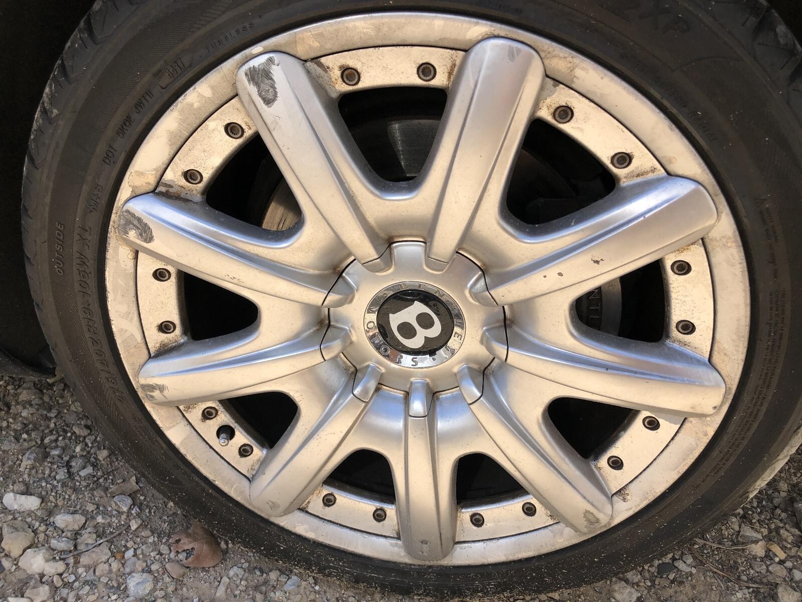 2006 BENTLEY CONTINENTAL FLYING SPUR 19x9 Silver Alloy 9 Spoke Wheel Rim 584845