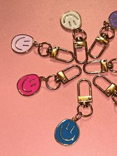 Keychain - Smiley Face - Enamel  Metal - 1ct Per Order - You Choose Color 