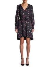 JOIE Marlayne Floral-print High/low Dress In Caviar SZ XXS