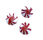 5 Red 17mm Starlight Mint Christmas Candy Lampwork Glass Puffed Round Beads