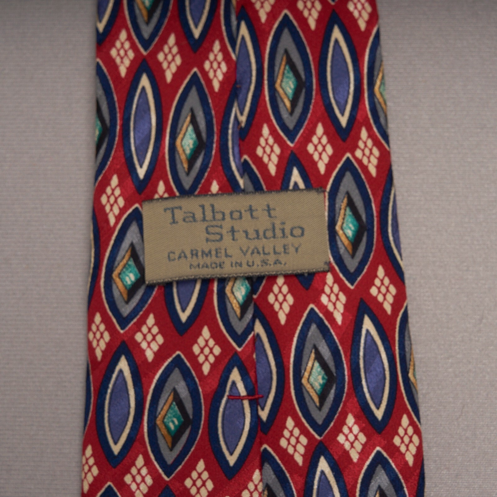 Robert Talbott Studio Tie Red Blue Geometric Silk - image 6