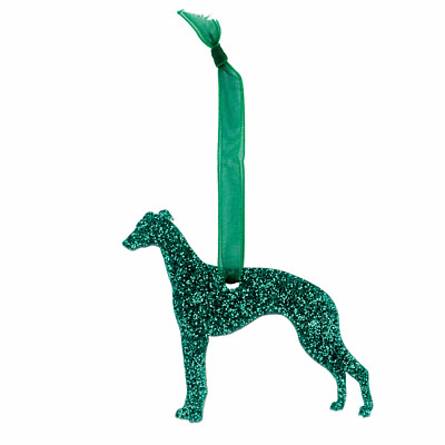 Whippet Hund Style B Glitzer Weihnachtsdeko - 11 Farben zur Auswahl.