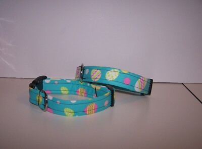 Wet Nose Designs Decorated Easter Eggs on Bright Blue Dog Collar Spring Egg