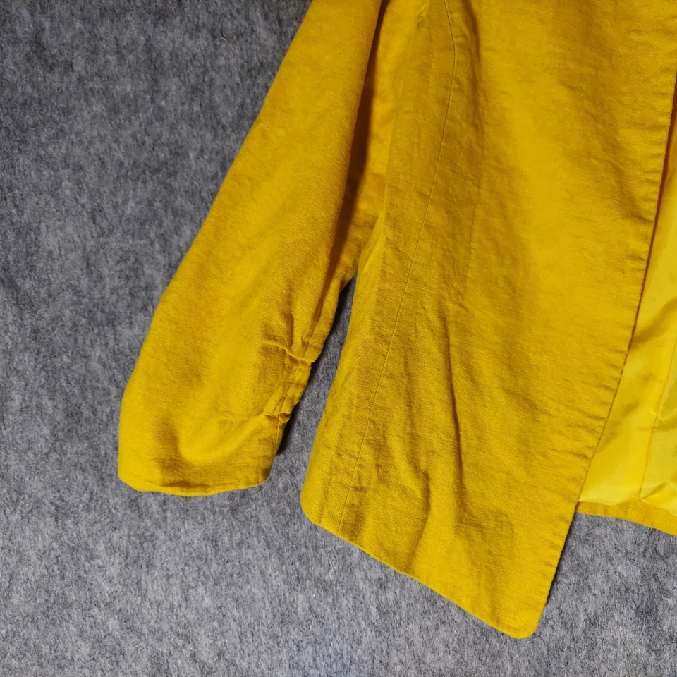 Ann Taylor Jacket XS Yellow 100% Linen Ruched Blazer Coastal Nautical Preppy - Image 3 of 4