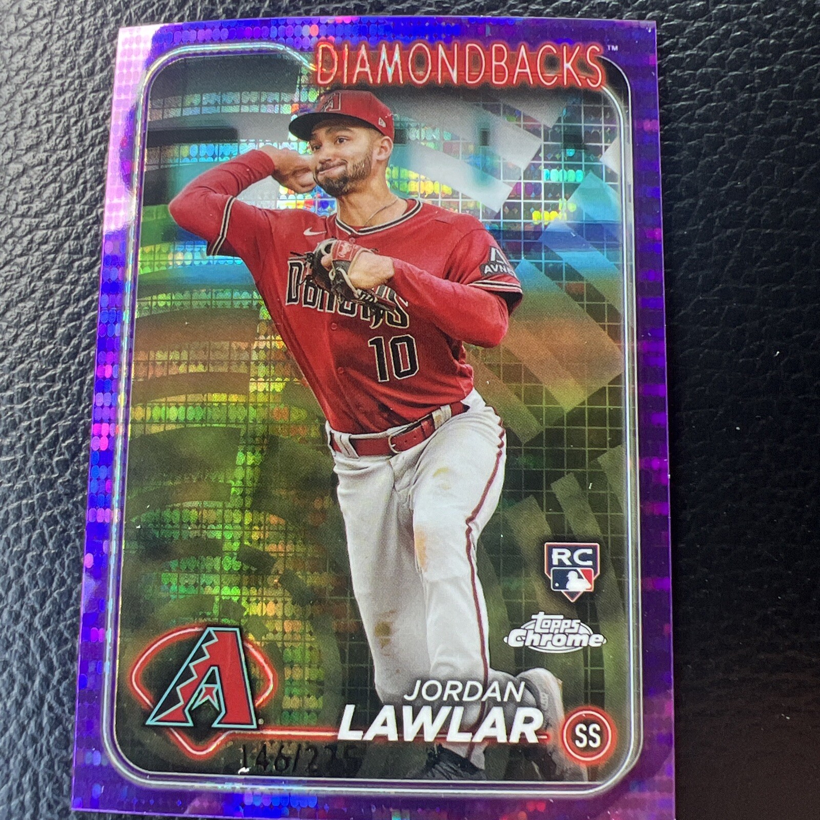 Jordan Lawlar RC 2024 Topps Chrome Sonar Purple Refractor 146/275 Arizona #229