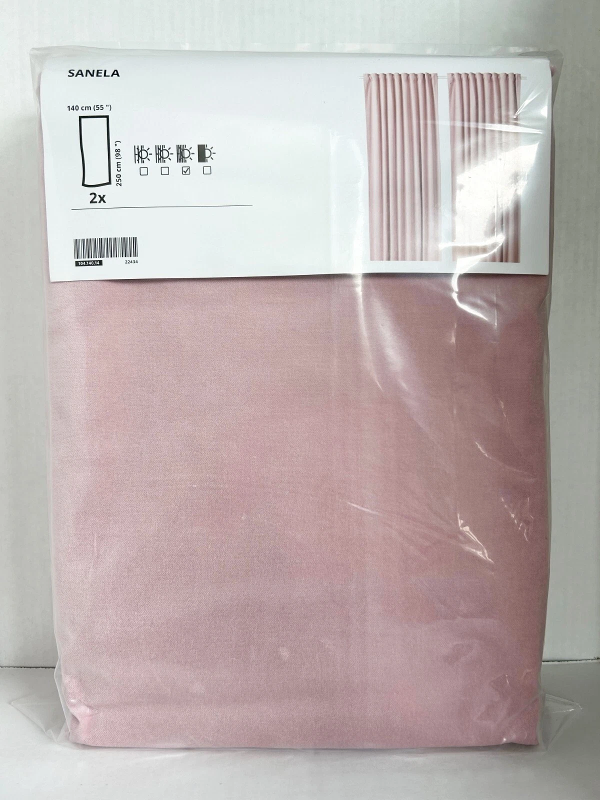 Ikea SANELA Curtains Room Darkening 55x98 " 1 pair, light pink 104.140.14 - NEW