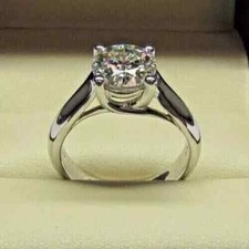 1Ct Round Cut Lab Created Diamond Women's Engagement Ring 14K White Gold Plated