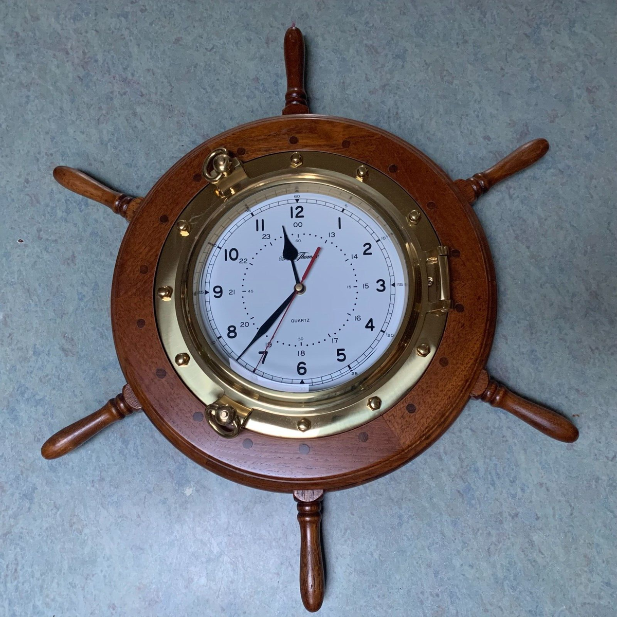 Vintage Seth Thomas Hyannis Ship Wheel Clock Model 1068 - Nautical
