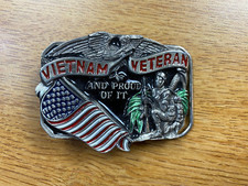 Vintage Vietnam Veteran "And Proud of It" Belt Buckle 1988 