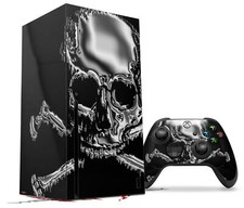 Skin Set for XBOX Series X Chrome Skull on Black