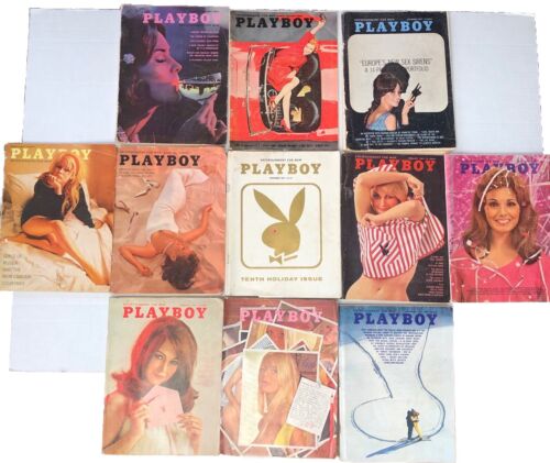 1960s Playboy Magazine Lot Of 11 Tenth Holiday Issue 63, 64, 65, 68, 69 In Tact