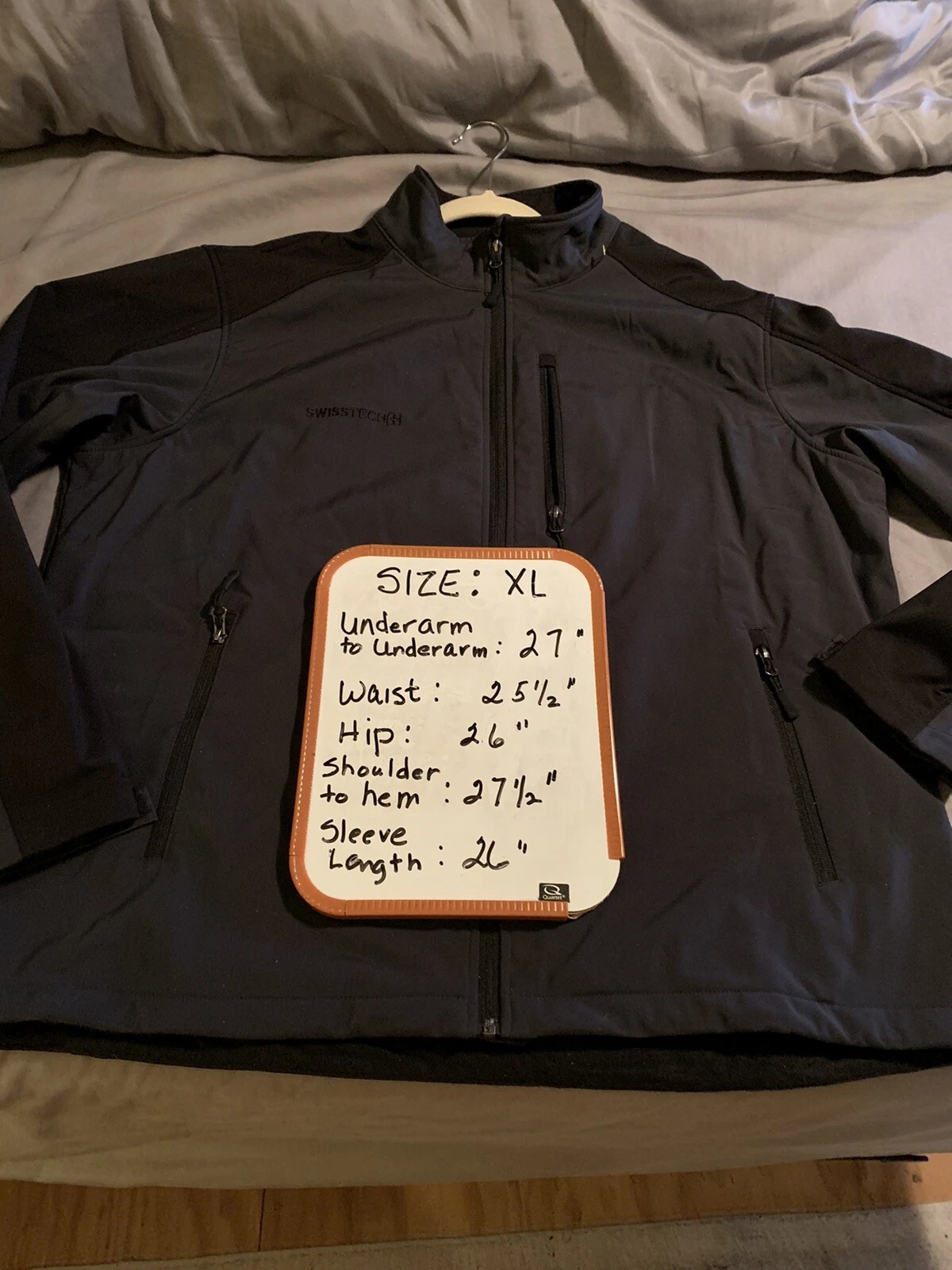 Swiss Tech Men's Jacket XL Black Zip Pockets Soft Shell Fleece Lined
