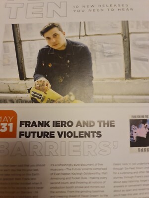 FRANK IERO MY CHEMICAL ROMANCE A4 PAGE CLIPPING POSTER ROCK SOUND MAGAZINE