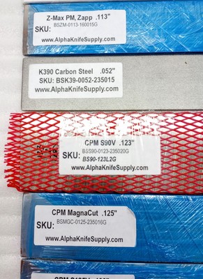 Knife Making Steel List CPM 10V, MagnaCut, Rex 86, S90V, K390, M398, etc.