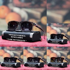NEW MENS WOMENS 80'S RETRO VINTAGE SUNGLASSES SQUARE SPORT VINTAGE BLACK LENS