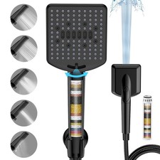 Filtered Shower Head with Handheld Matte Black - High Pressure 6 Modes, 120 A...